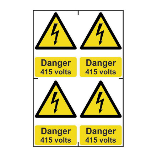 Spectrum Industrial - ‘Danger 415 Volts’ Sign, Self-Adhesive Semi-Rigid ...