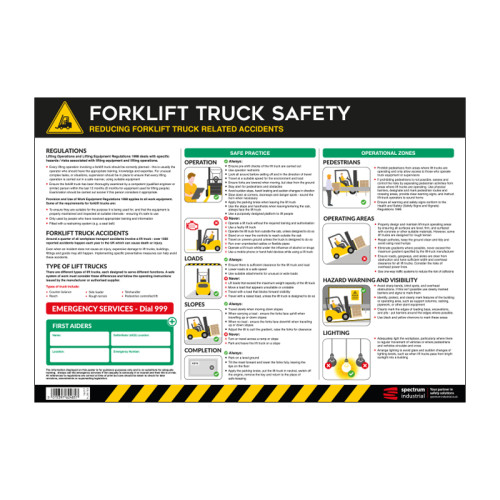 Spectrum Industrial Safety Poster Forklift Truck Safety Lam 590 X Spectrum Industrial Safety Poster Forklift Truck Safety Lam 590 X