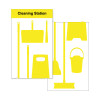 Shadow Board Cleaning Station With Stainless Steel Hooks and Stocked, Style B Yellow, (600mm x 2000mm)